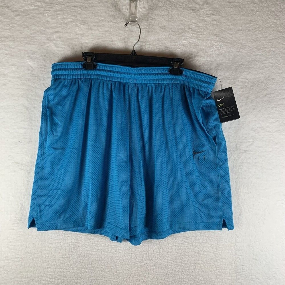 Nike Shorts Women's 2XL Blue Polyester Dri-Fit Fly Logo Basketball Lined 6906